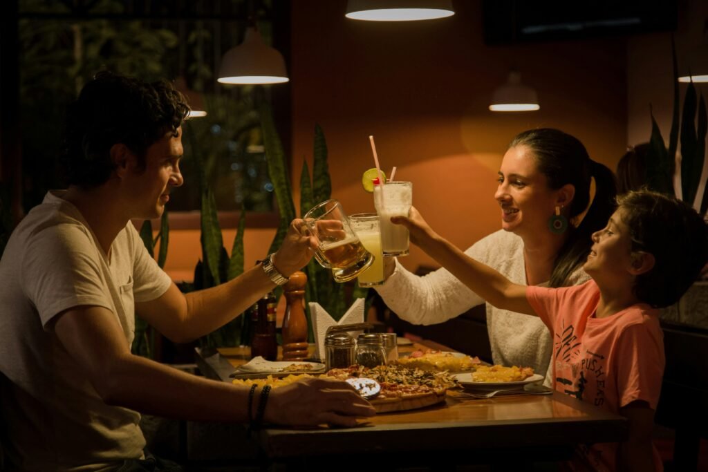 Family enjoying dinner together at home