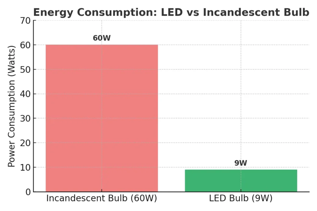 LED bulbs vs incandescent energy savings chart to cut utility bills