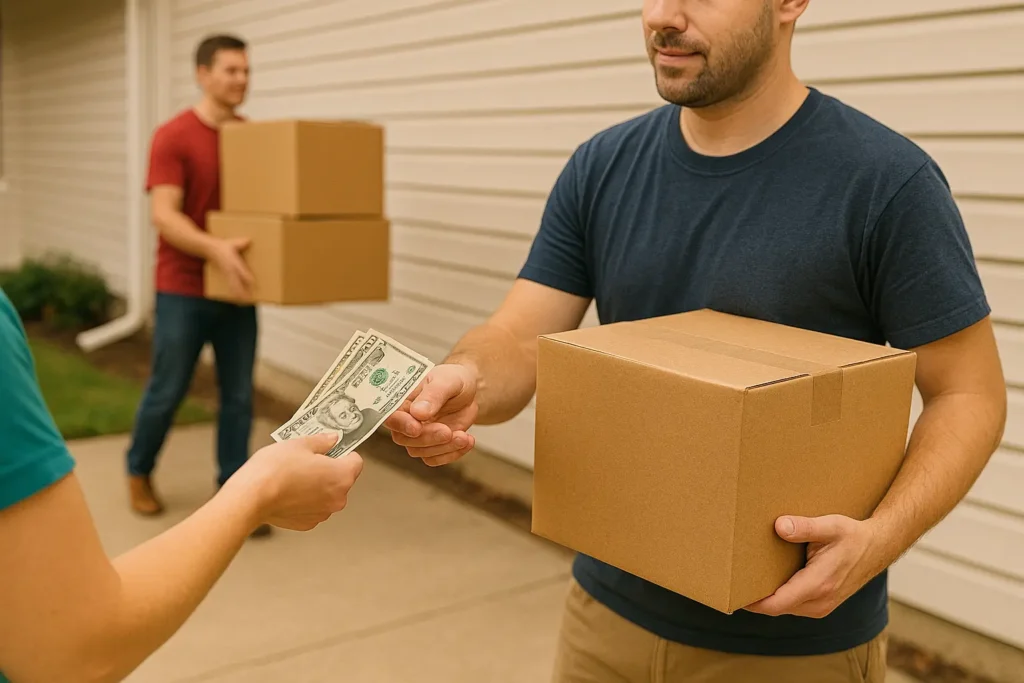 day labor cash — moving help paid same day outside a home