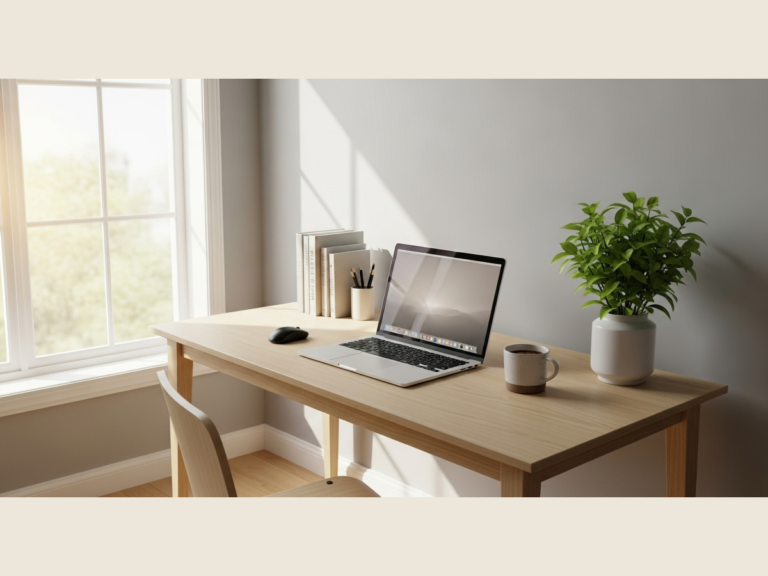 Digital tools for side hustlers arranged on a clean workspace to show how the right tools can save time.