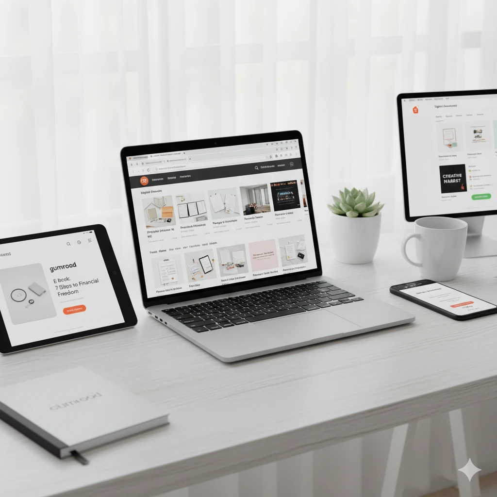 selling digital products on Etsy and Gumroad for passive income online