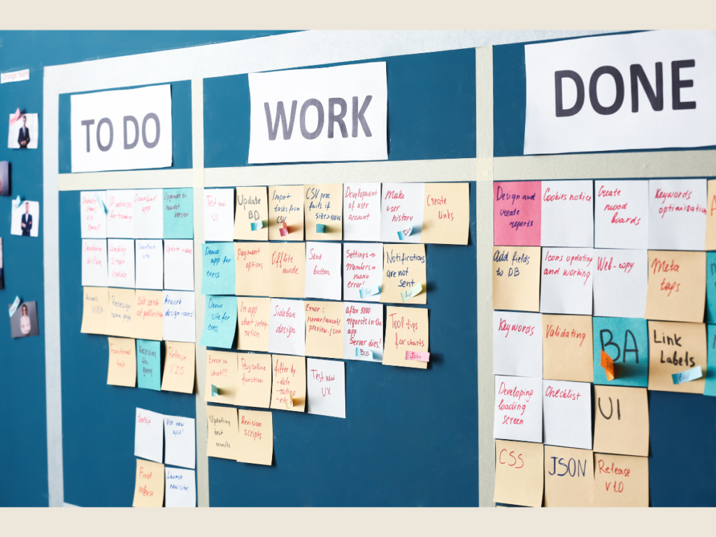 Kanban-style digital task management board that helps side hustlers organize projects efficiently.