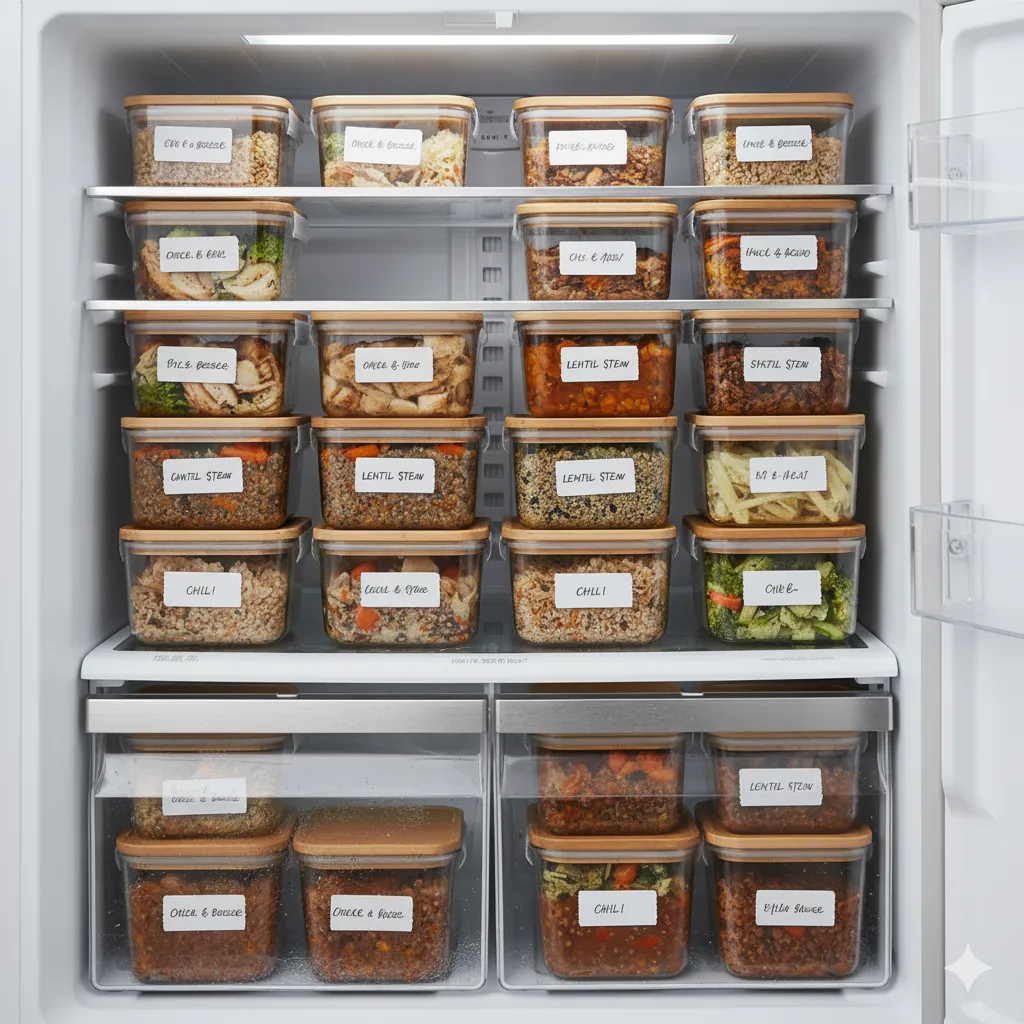 Cook once eat twice meal prep with roasted chicken, salad, and soup as leftover meal ideas