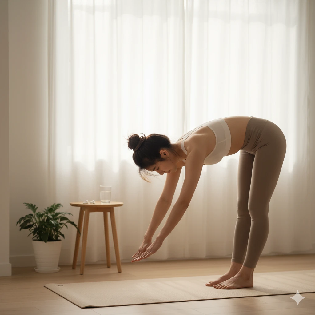 Morning stretching and yoga as part of a productive morning habit for energy and focus.