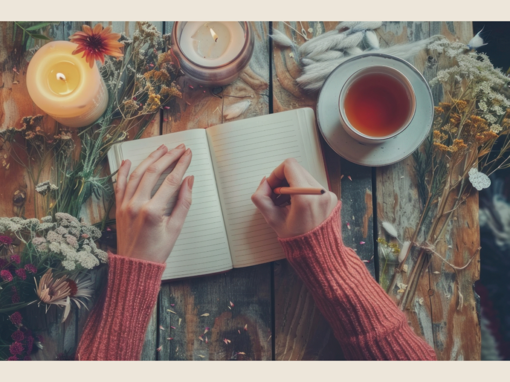 Minimalist money habit planner with coffee and notebook, representing small consistent steps to build wealth through simplicity.