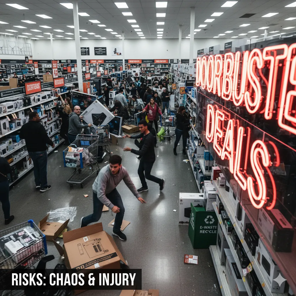 Crowds rushing during Black Friday sales event
