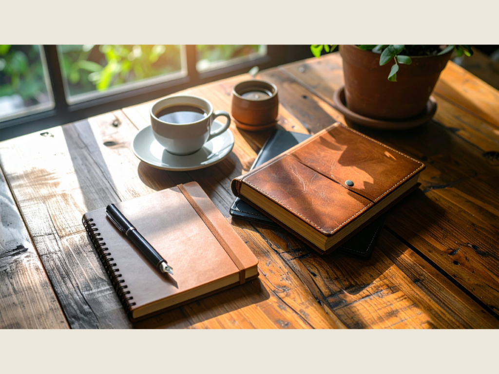 Coffee cup and keyboard on desk symbolizing calm workflow and sustainable passive income systems