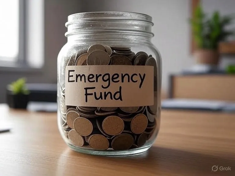 How to build an emergency fund fast – glass jar labeled emergency fund filled with coins