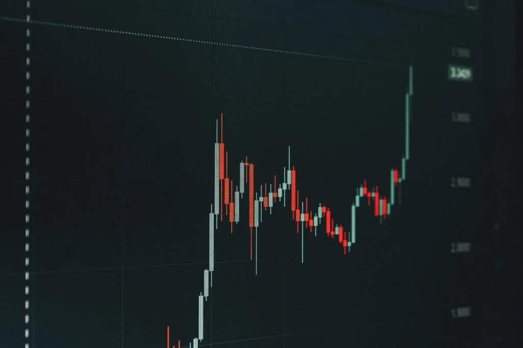 Investing basics for beginners – stock market candlestick chart showing upward trend