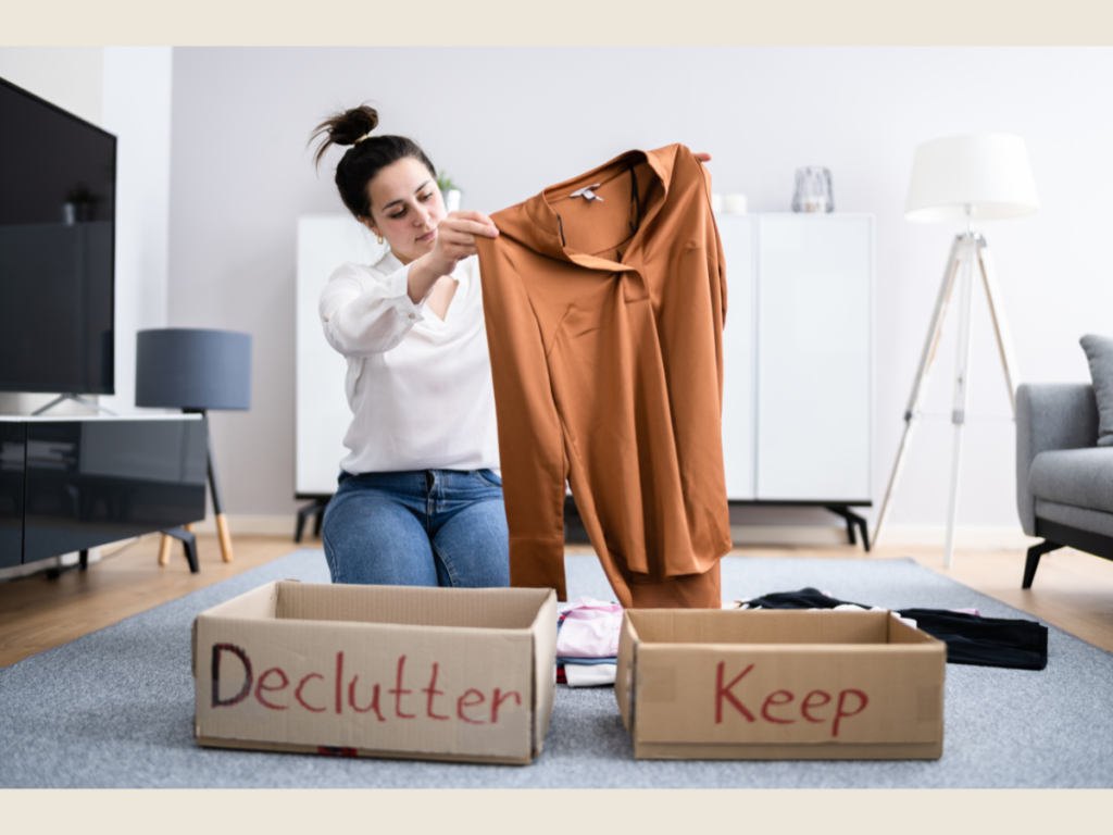 Declutter workspace for time minimalism and mindful productivity at home